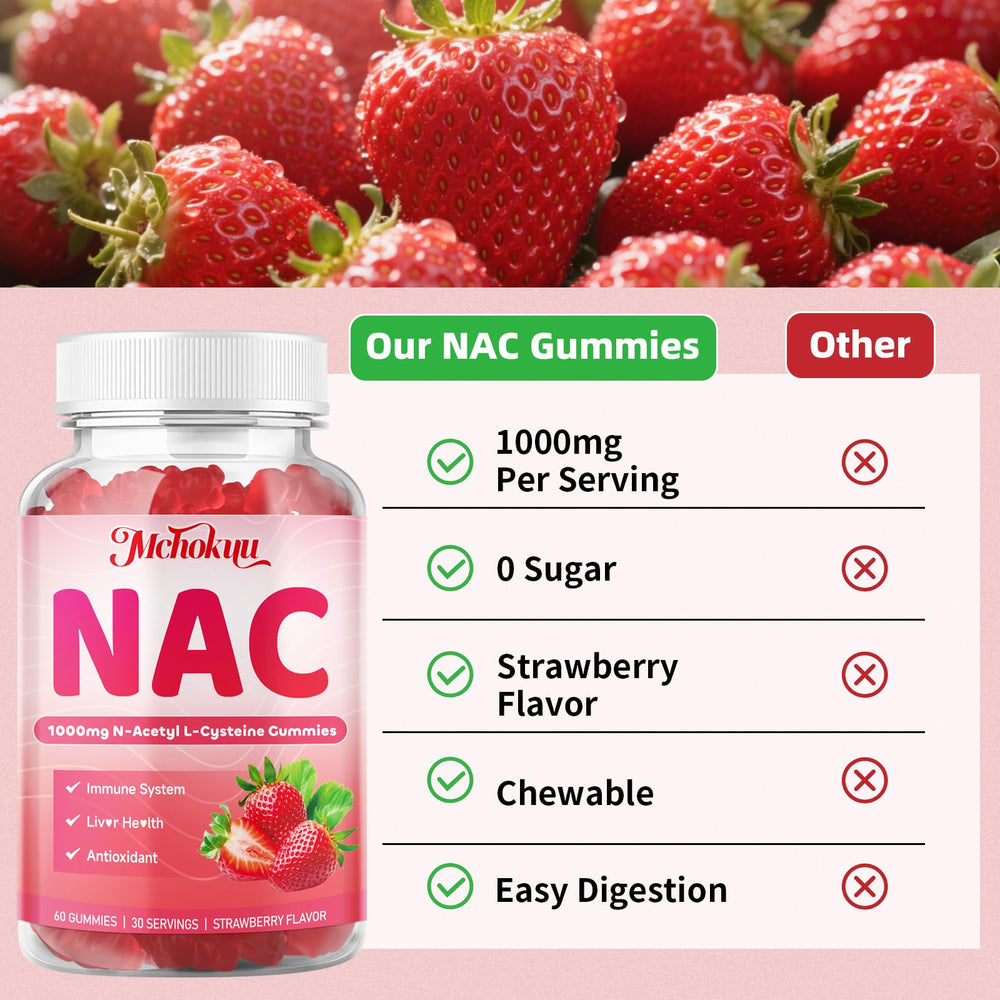 mchokuu nac gummies 1000mg packaging emphasizes eco-friendly GMP certified production
