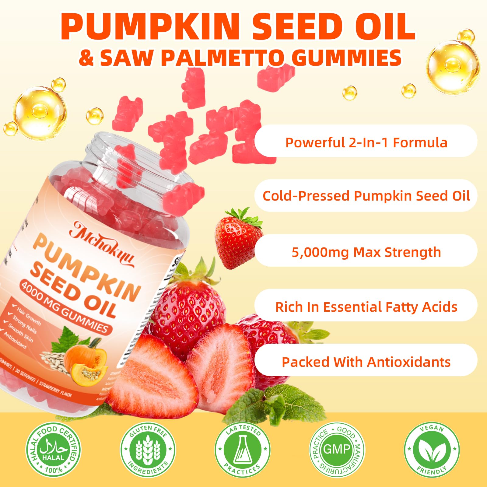 Mchokuu bottle back label reveals 120-count supply for longer routine