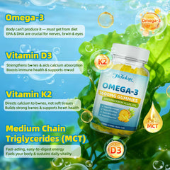 Mchokuu gummies with vitamin D3 and K2 aid calcium regulation in a tasty bite.