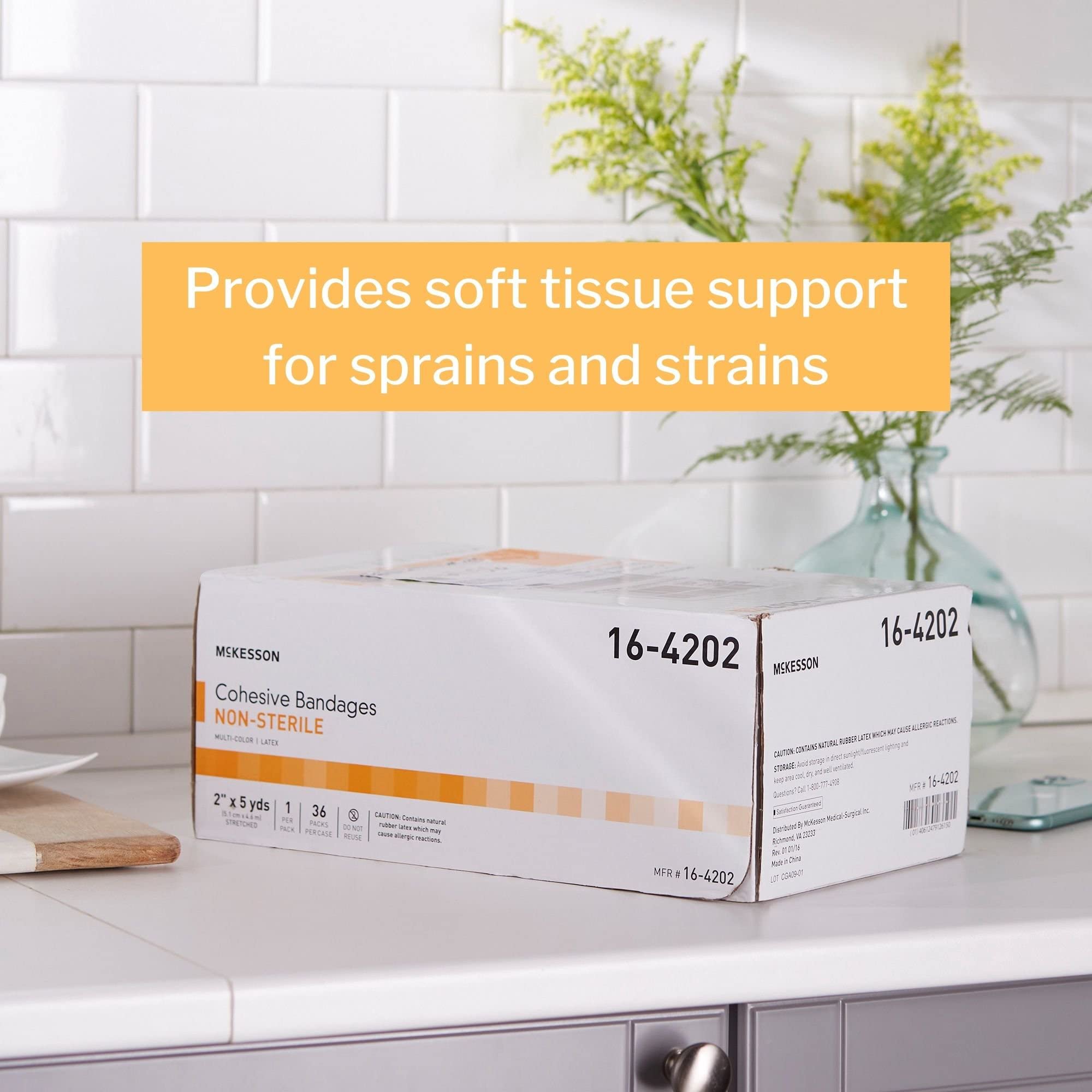 McKesson cohesive bandage adhesive-free holds dressings in place
