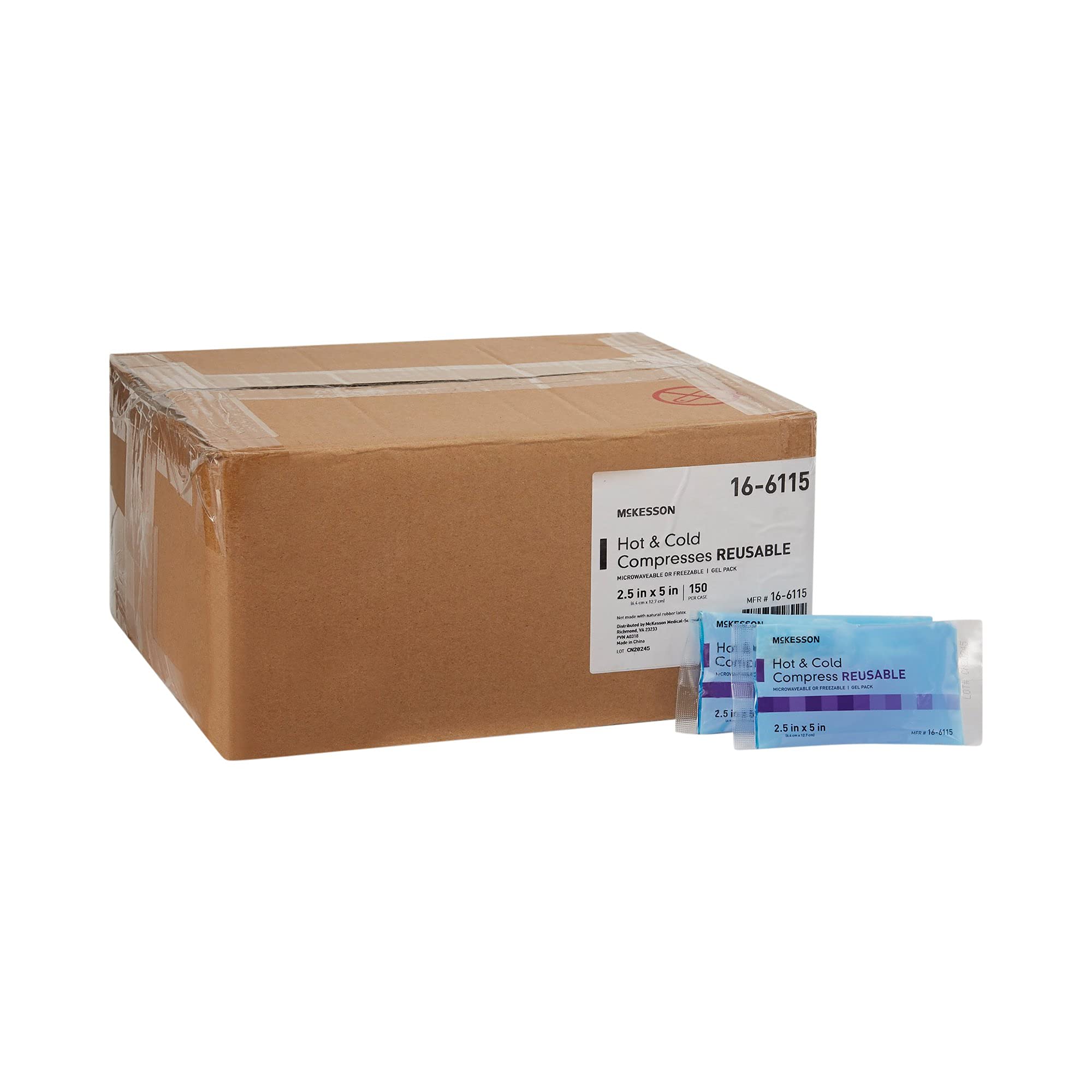 McKesson compress placed in freezer for refreshing cold therapy and swelling relief.