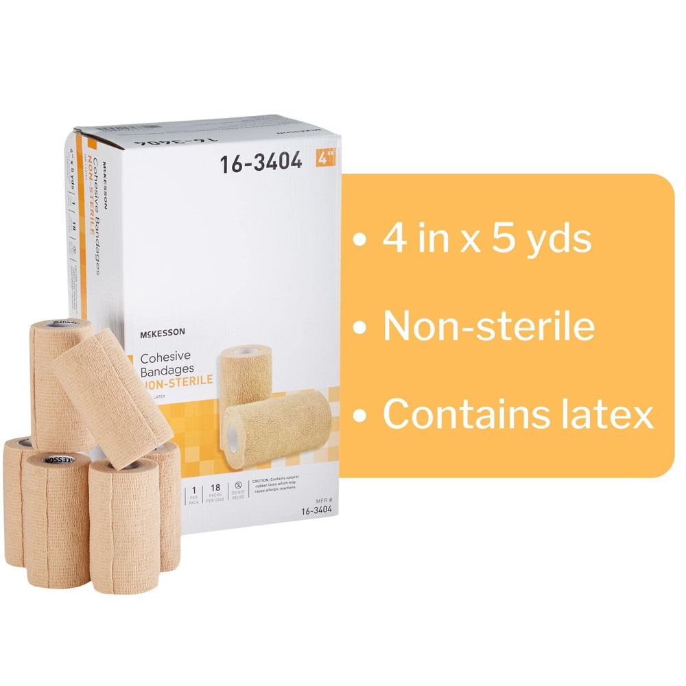 McKesson Beige cohesive bandages in multi-pack for versatile first aid supplies