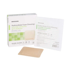 McKesson Hydrocellular Foam Dressings border closeup showing secure wound seal and border protection.