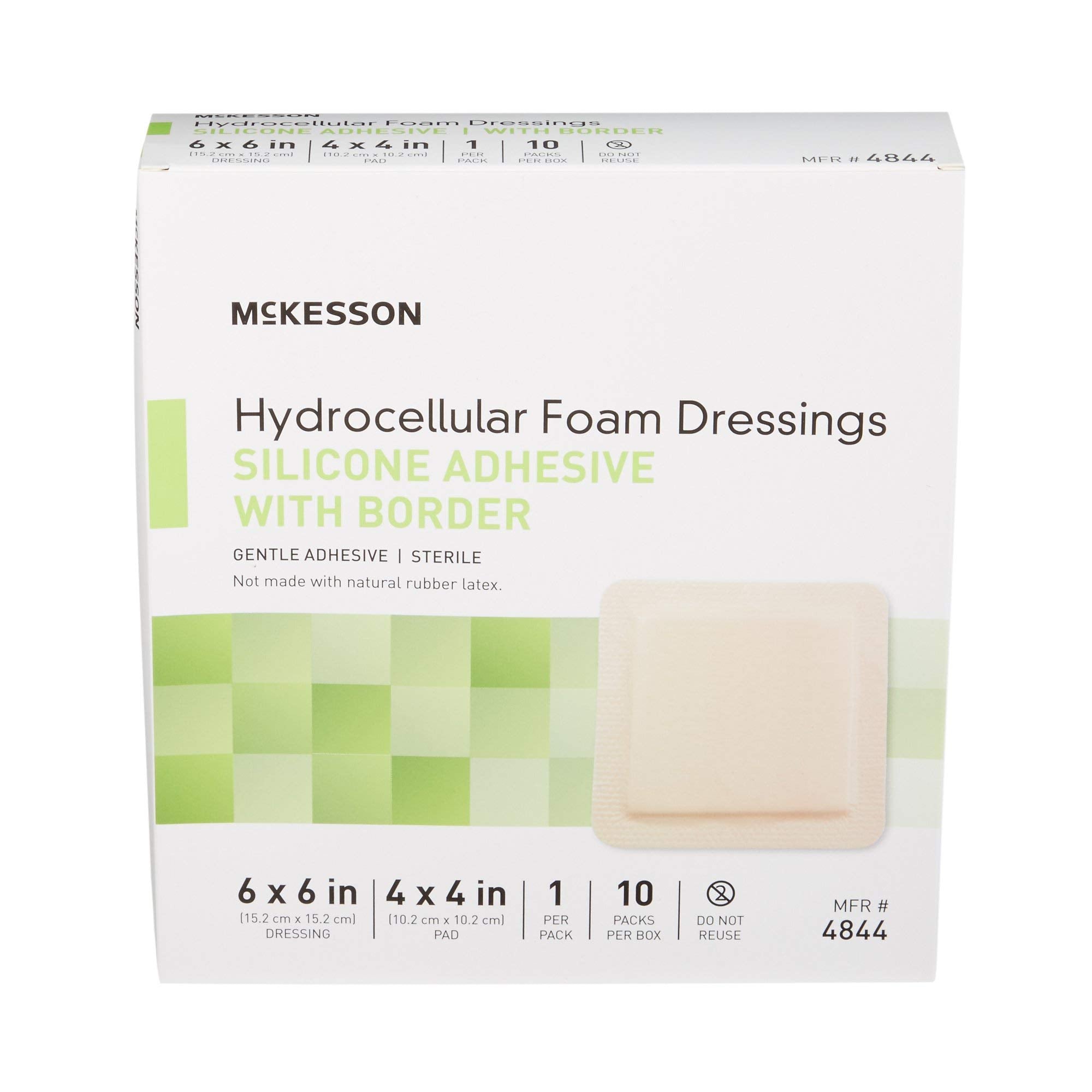 McKesson sterile foam dressing 4x4 pad highlights discreet, comfortable removal.
