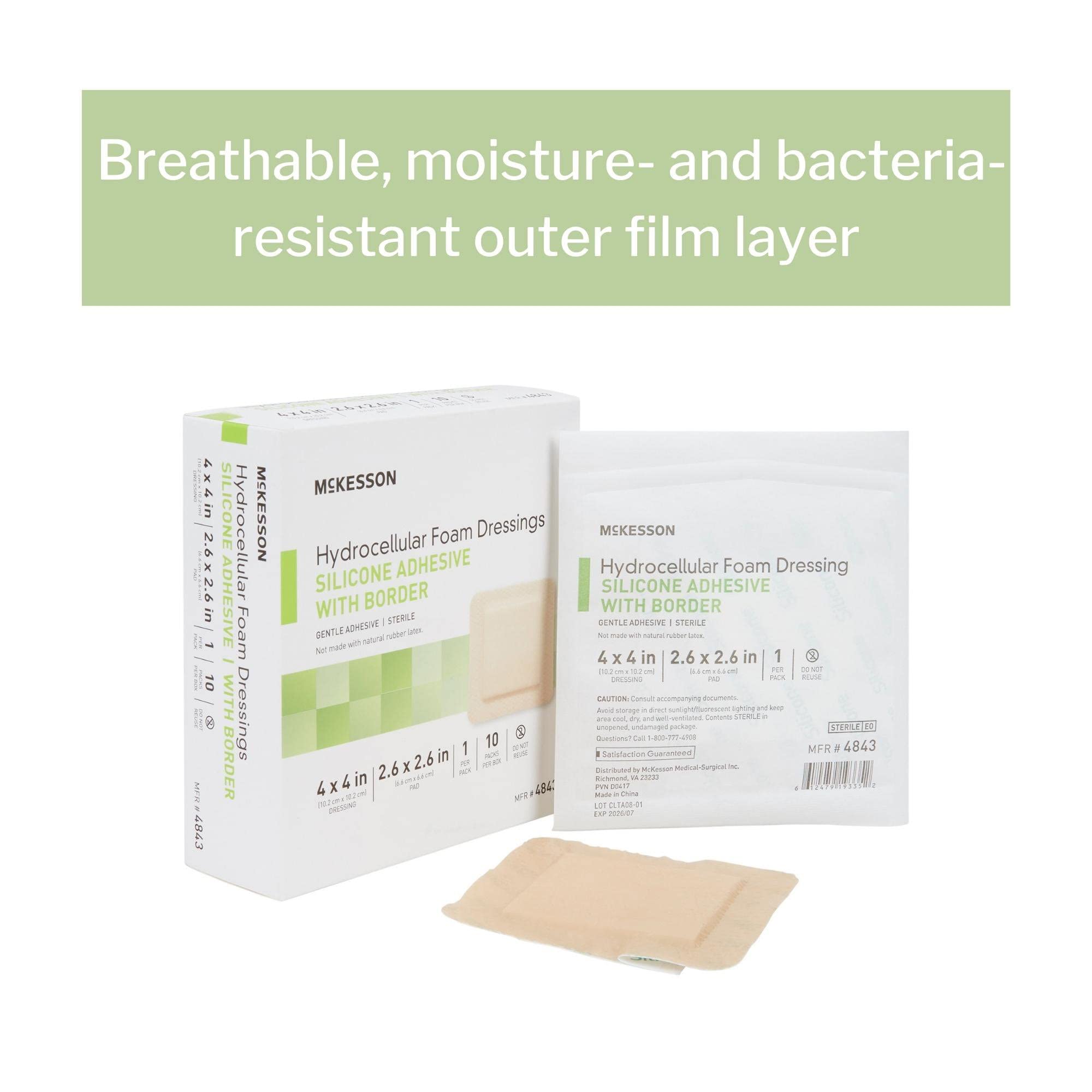 McKesson Hydrocellular foam dressing sterile pack contains 10 dressings.