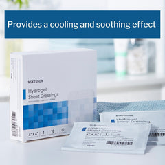 McKesson hydrogel dressing, individually wrapped, ensures sterile application.