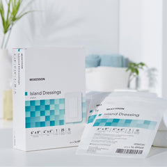 McKesson Island Dressing sterile packaging emphasizes hygiene and readiness.