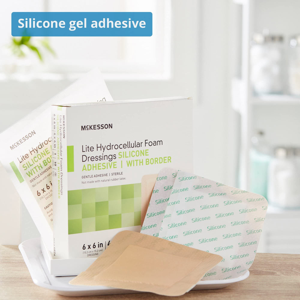 McKesson Lite Hydrocellular dressings with silicone border form a leak resistant seal