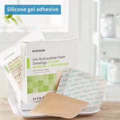 McKesson Lite Hydrocellular dressings with silicone border form a leak resistant seal