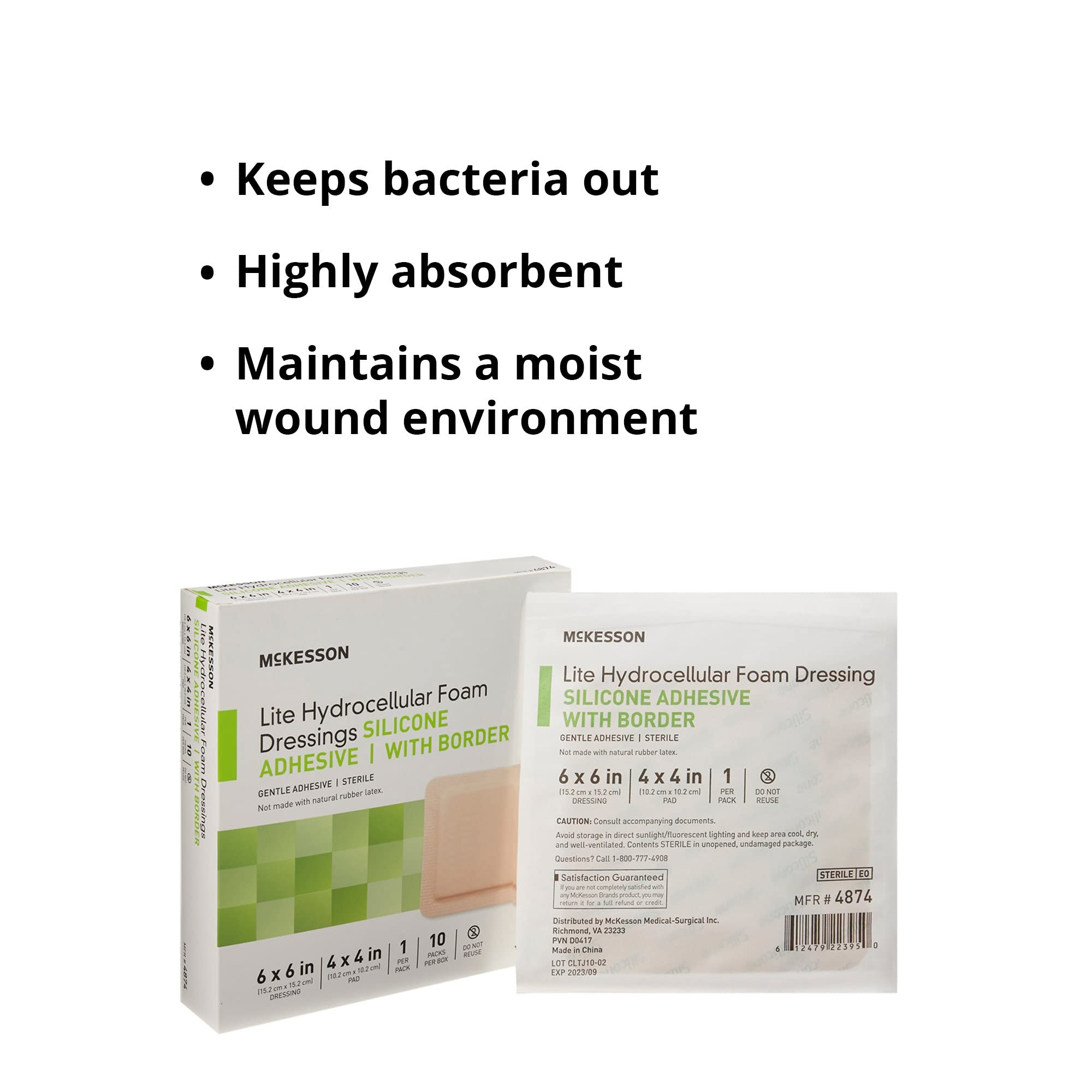 Gentle removal shown by the non-stick surface of the McKesson Lite dressing
