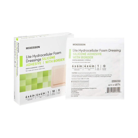 McKesson Lite Hydrocellular foam dressings packaged for sterile use