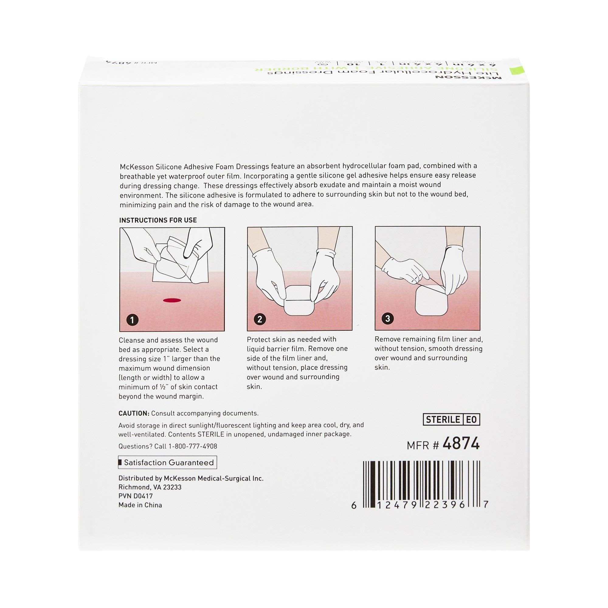 Silicone border shields the wound area while keeping moisture out
