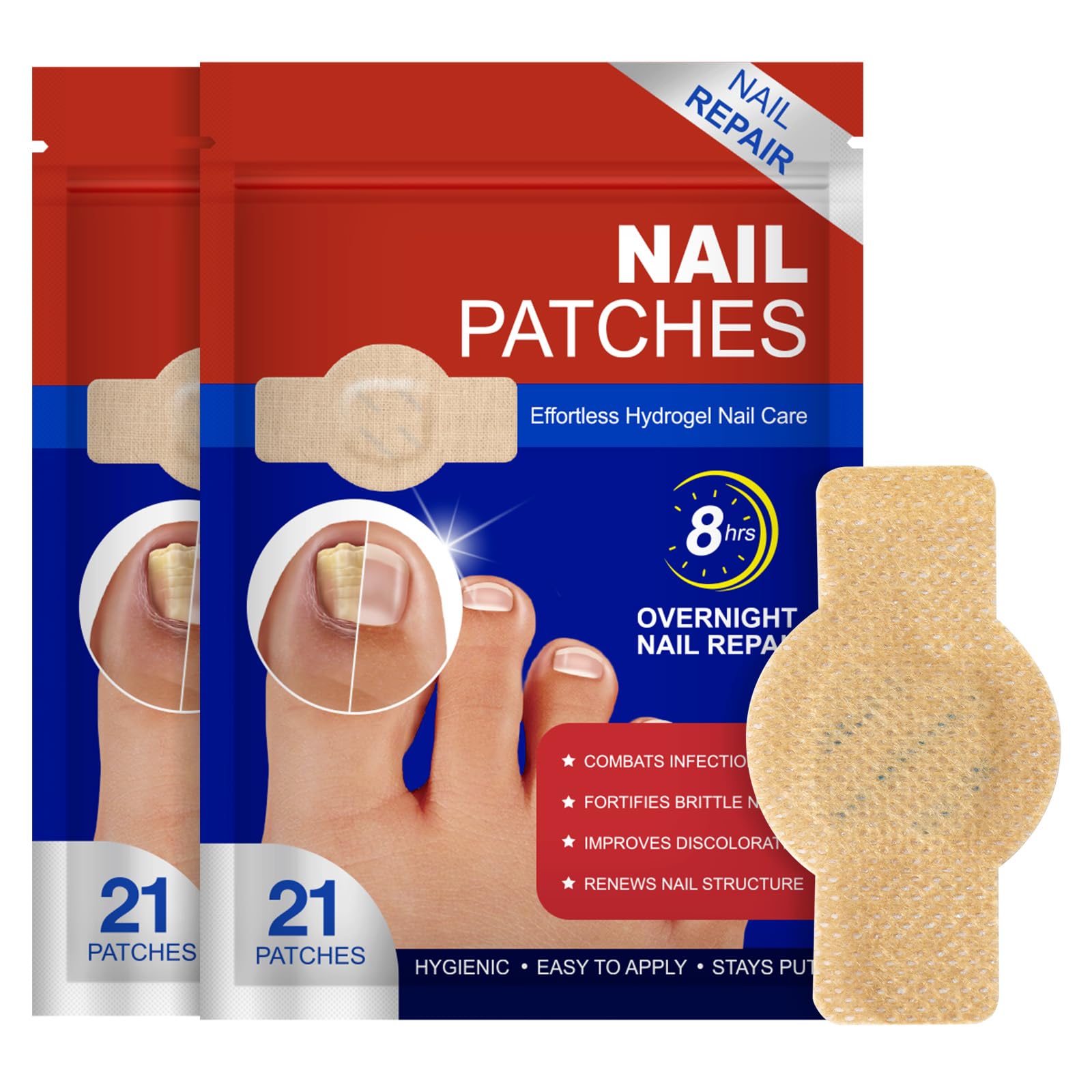 Mcukv Nail Repair Patches packaging box, ideal for easy travel storage