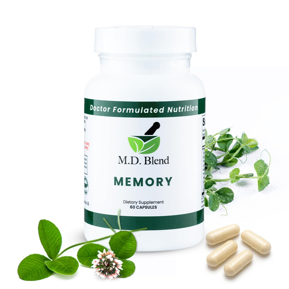 M.D. Blend Brain Support bottle front view for daily focus and memory.