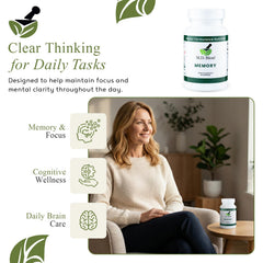 M.D. Blend Brain Support bottle side view with packaging.