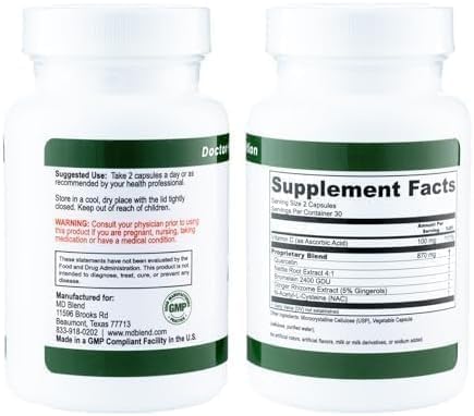 M.D. Blend capsules inside view emphasizing uniform size and swallow-friendly design.