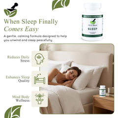 M.D. Blend Sleep capsules close-up showing convenient, non-habit forming intake.