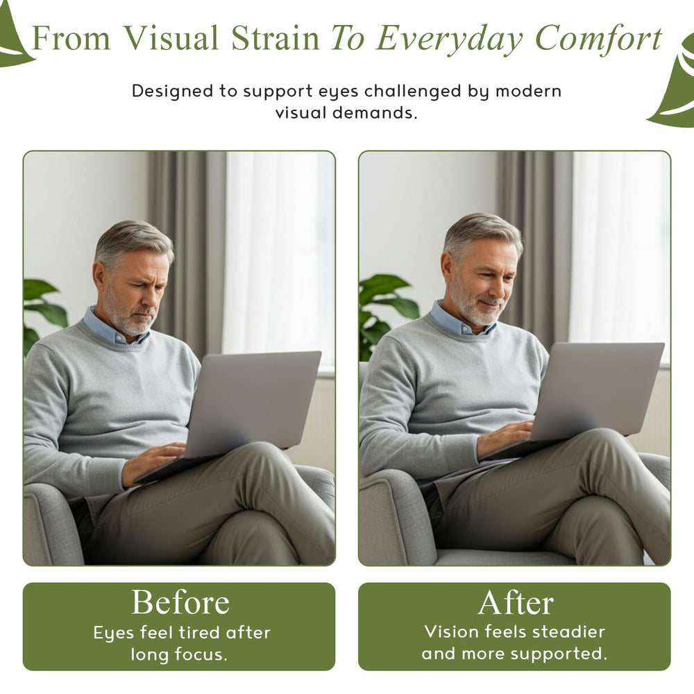 M.D. Blend Vision capsules illustrate include zinc and astaxanthin for antioxidant support.