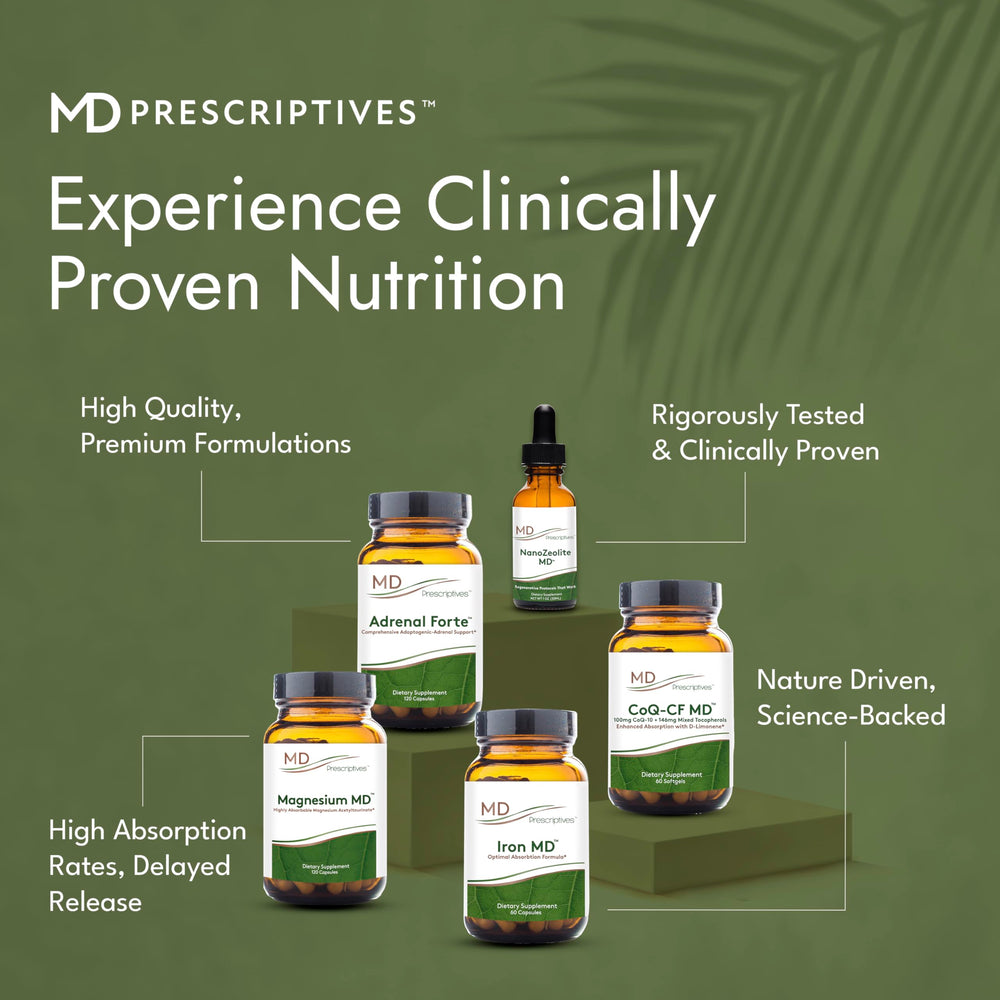 MD Prescriptives Essential Multi capsules on table in a wellness setting suggesting support