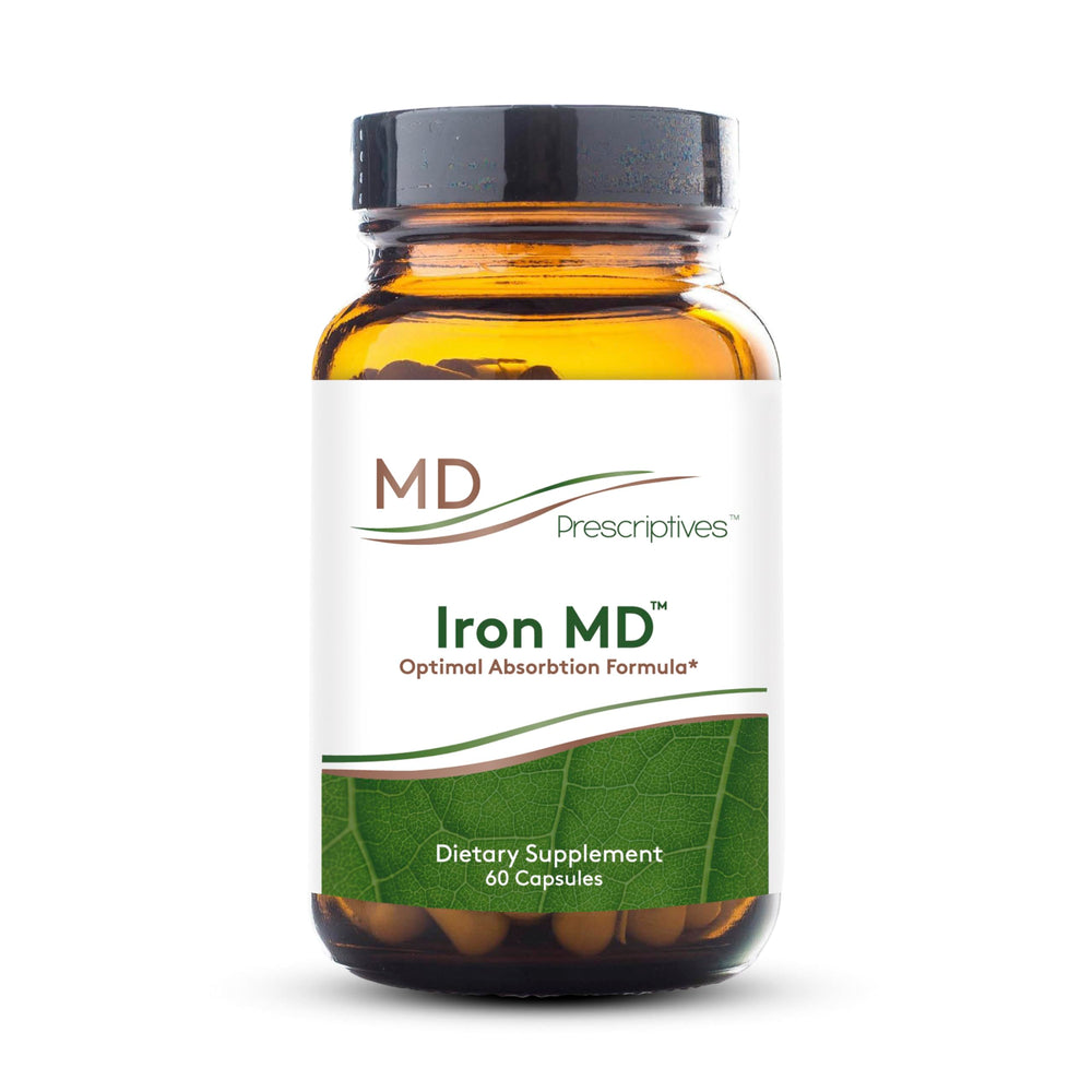 MD Prescriptives Iron MD capsules in bottle for daily iron support.