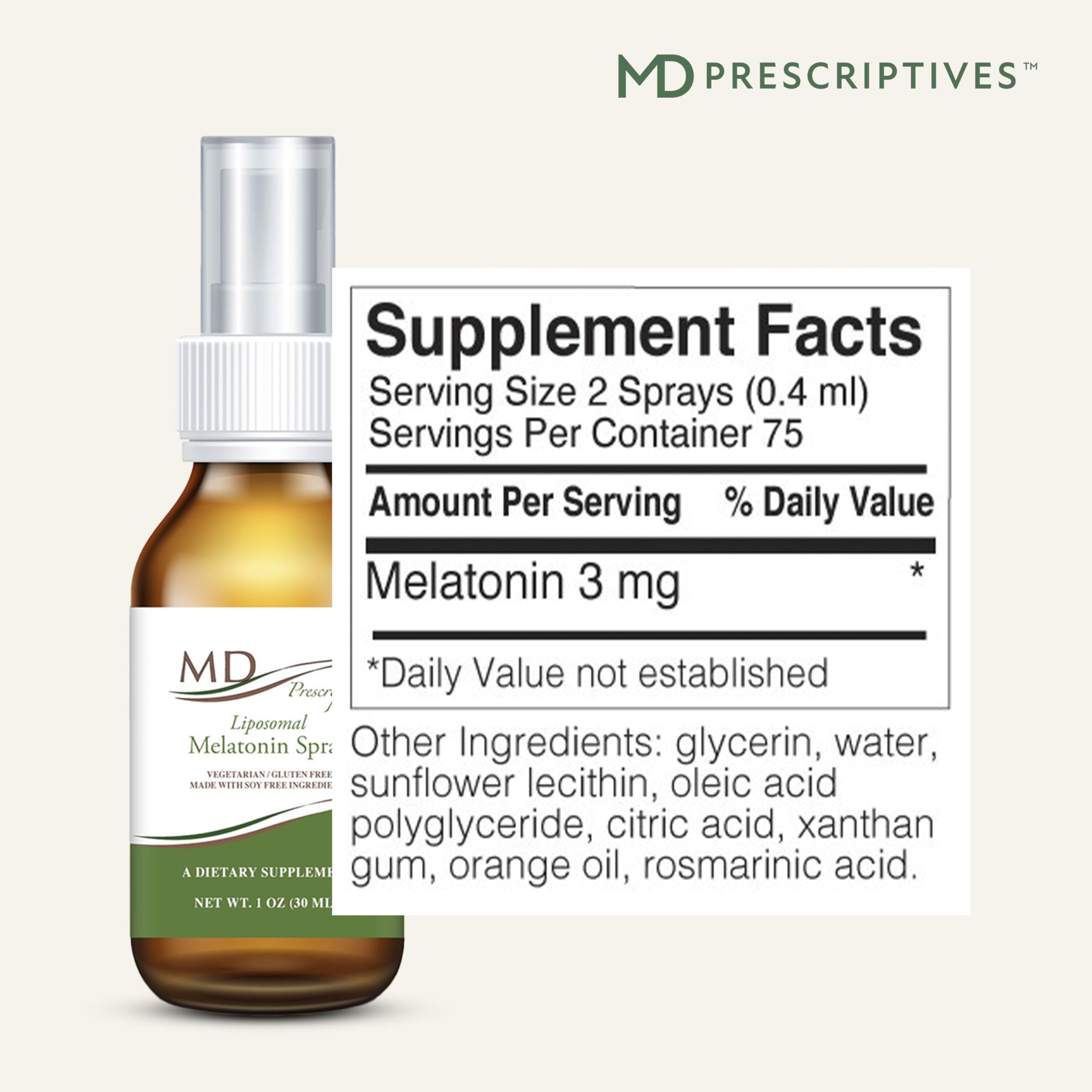 MD Prescriptives liposomal melatonin spray nozzle action suggests quick delivery