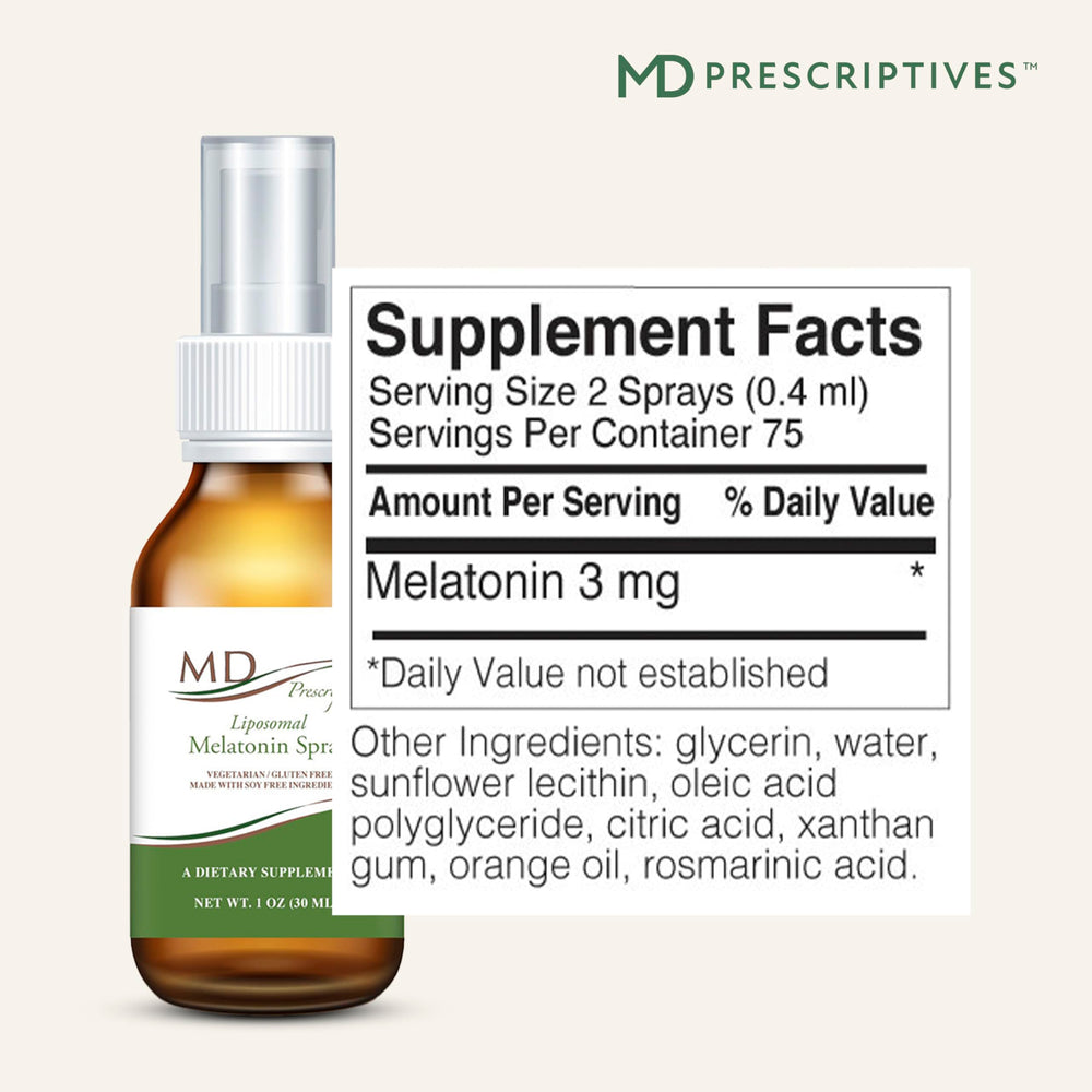MD Prescriptives liposomal melatonin spray nozzle action suggests quick delivery
