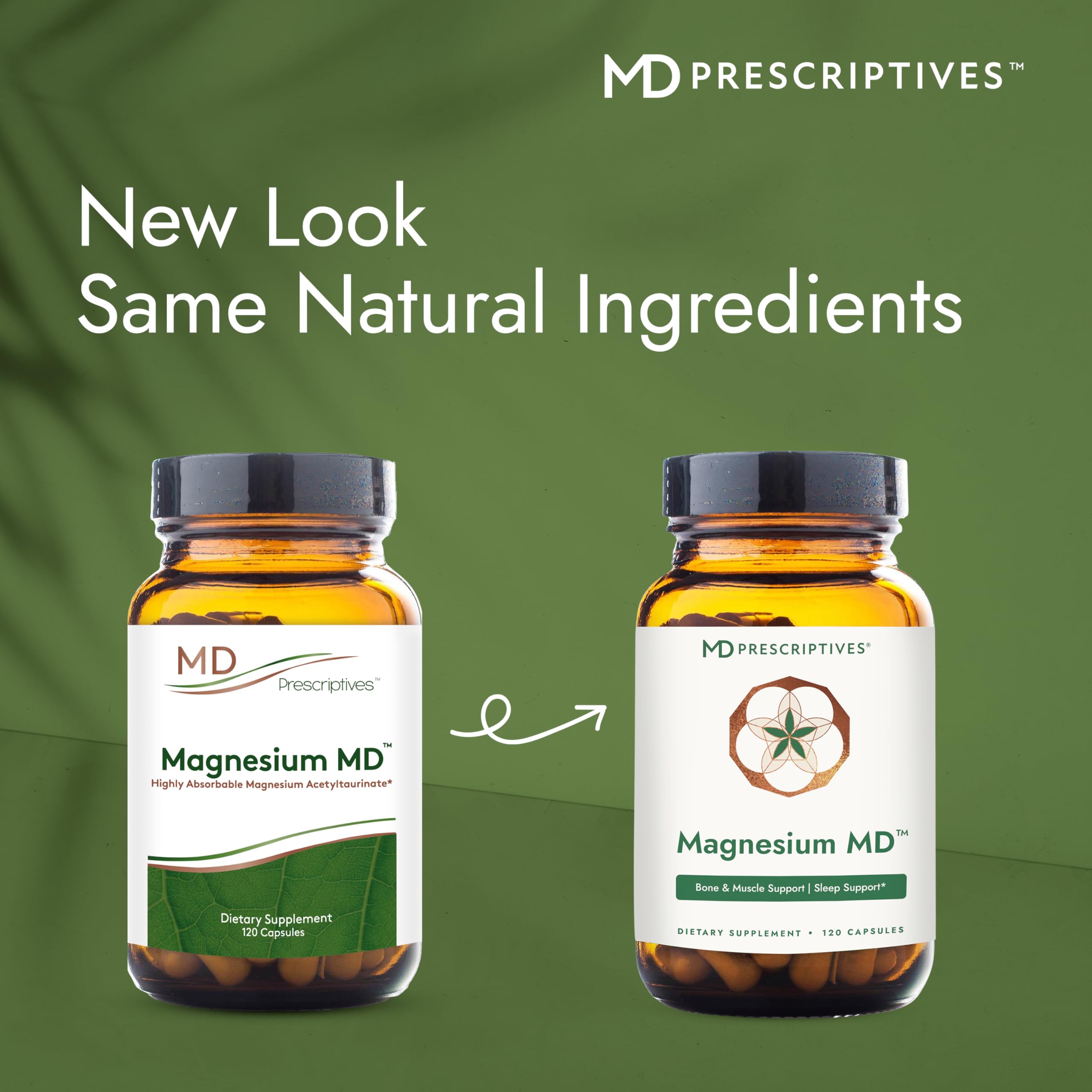 MD Prescriptives Magnesium MD capsules closeup highlighting small, easy-to-swallow capsules