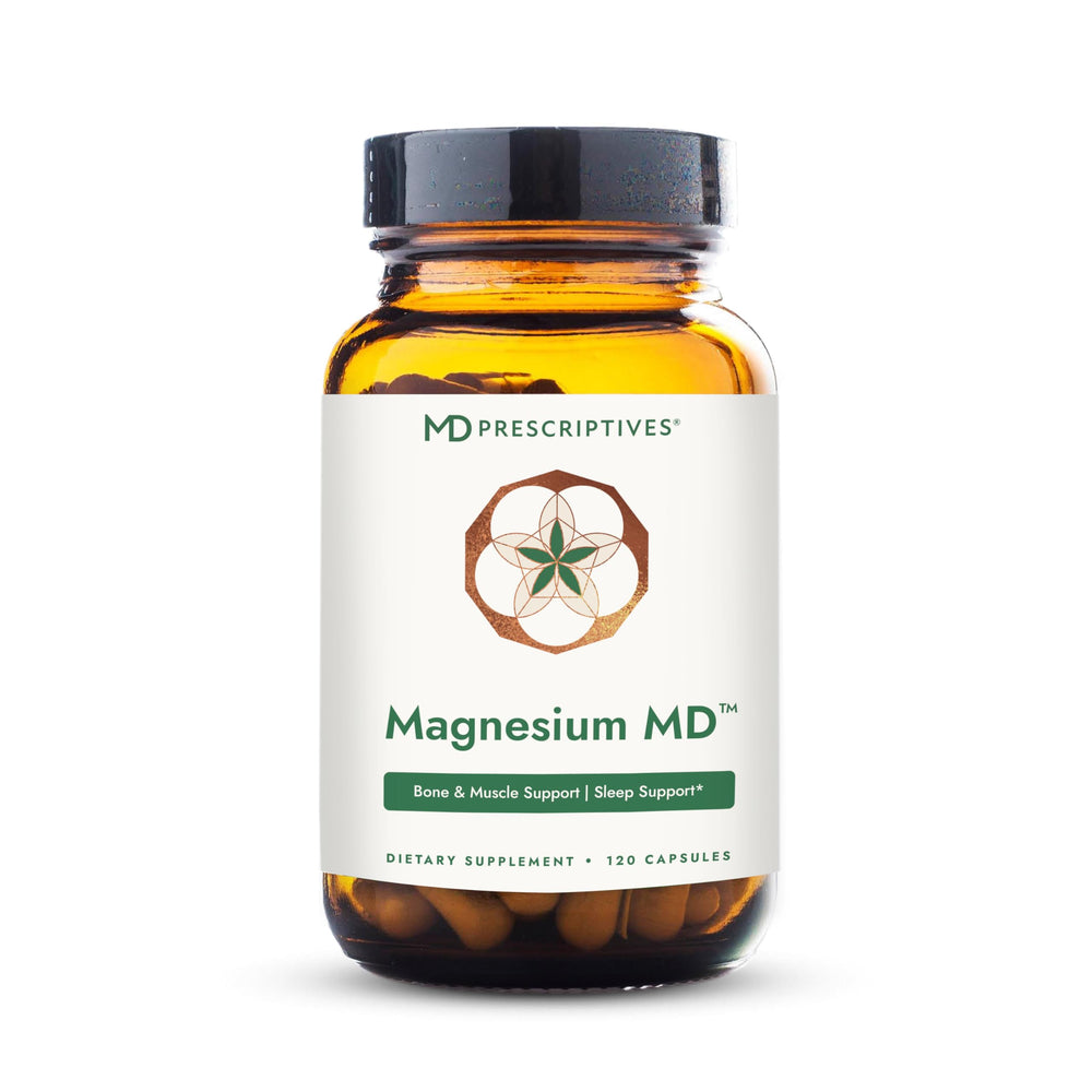 MD Prescriptives Magnesium MD bottle shows glycinate and acetyl taurate formula for daily support