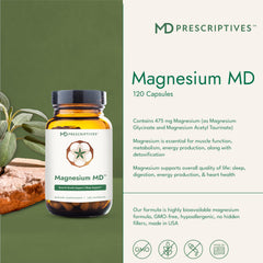 MD Prescriptives Magnesium MD pour capsules on surface for simple dosing