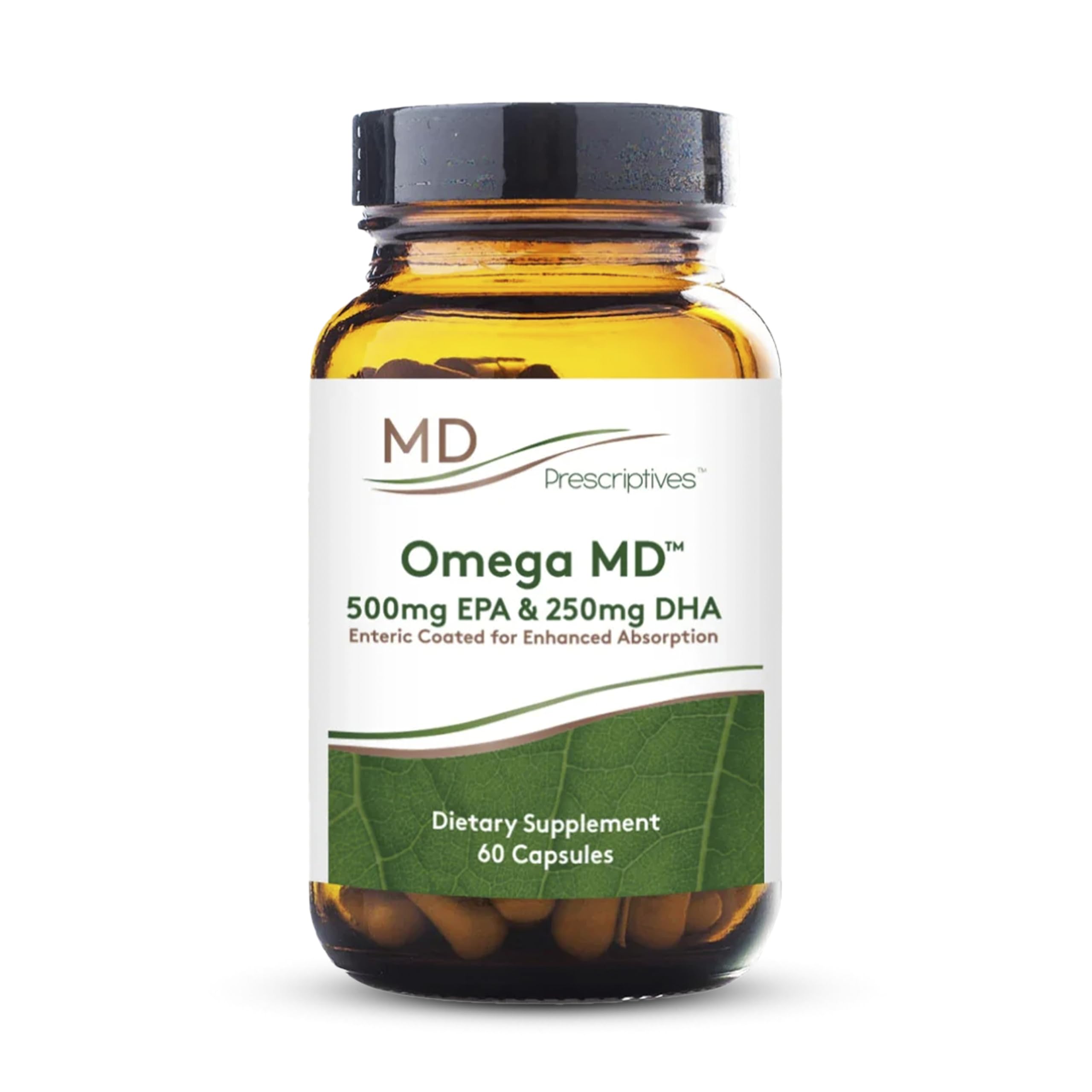 MD Prescriptives Omega MD bottle front, ready for daily use with EPA and DHA.