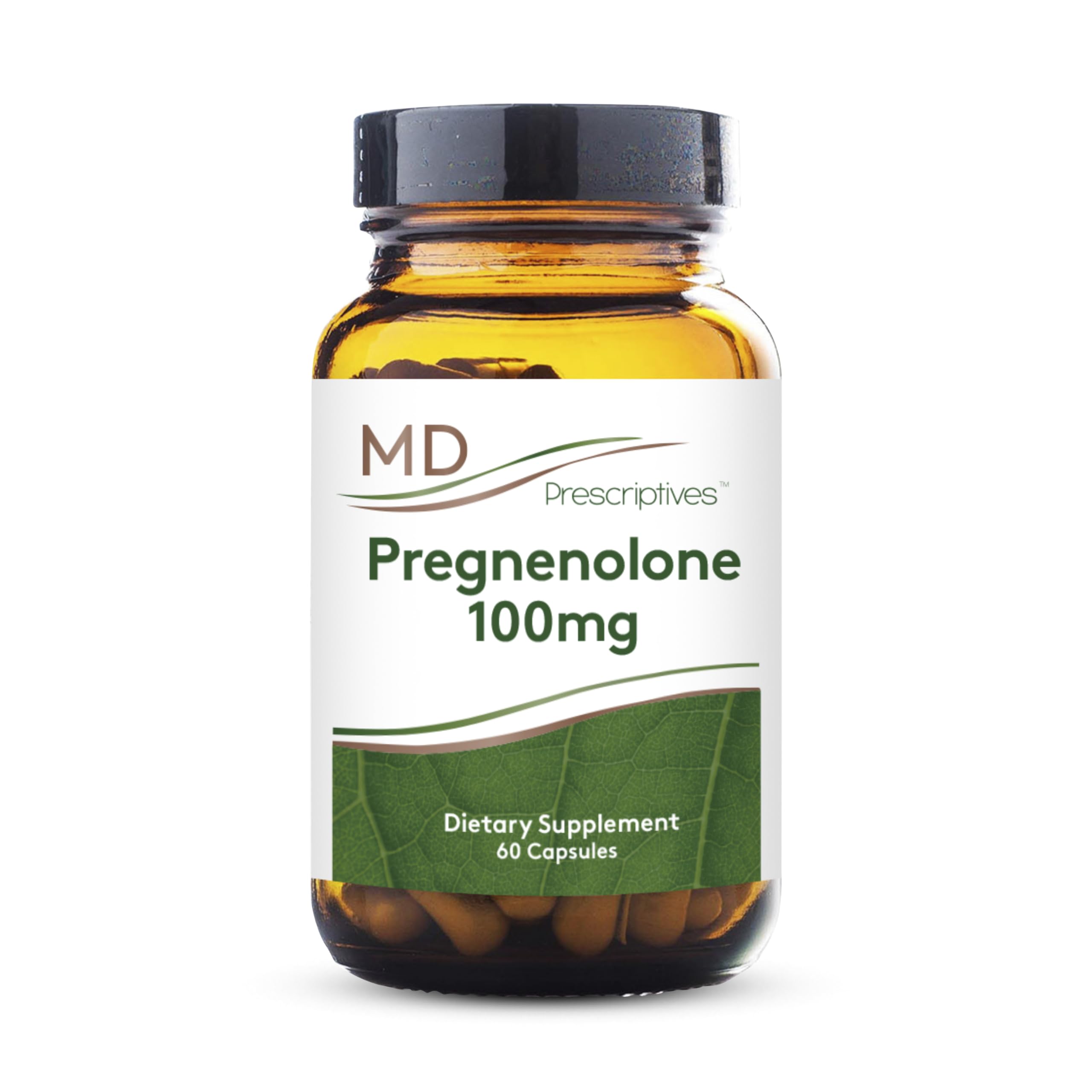 MD Prescriptives Pregnenolone bottle front highlighting vegan hormone support.