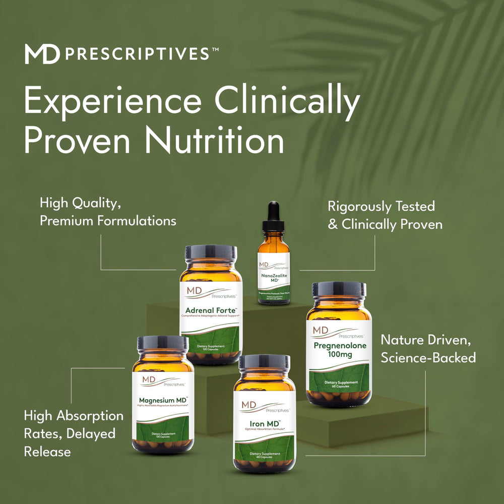MD Prescriptives Pregnenolone vegetarian capsules, compact bottle for on-the-go use.