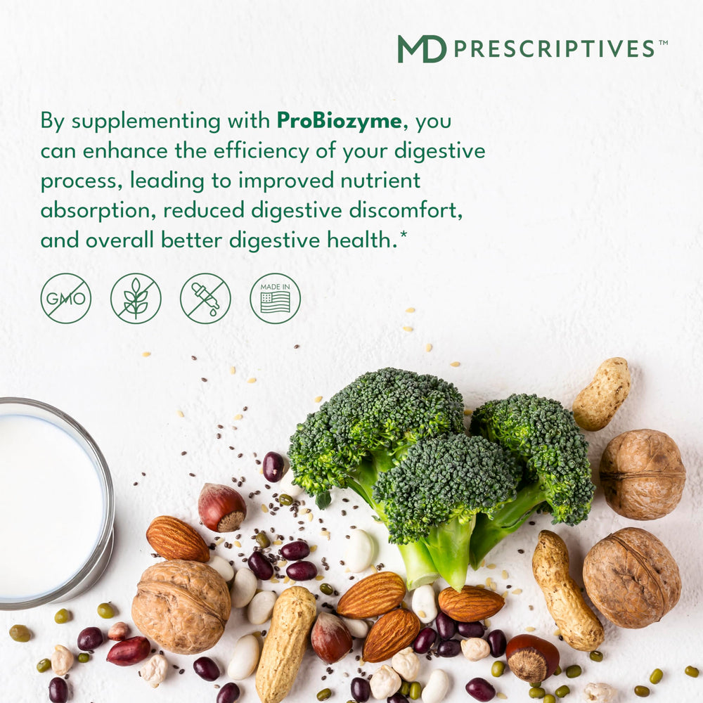MD Prescriptives ProbioZyme measuring-spoon image suggests easy dosing.