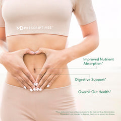 MD Prescriptives ProbioZyme packaging view signals trusted probiotic blend.