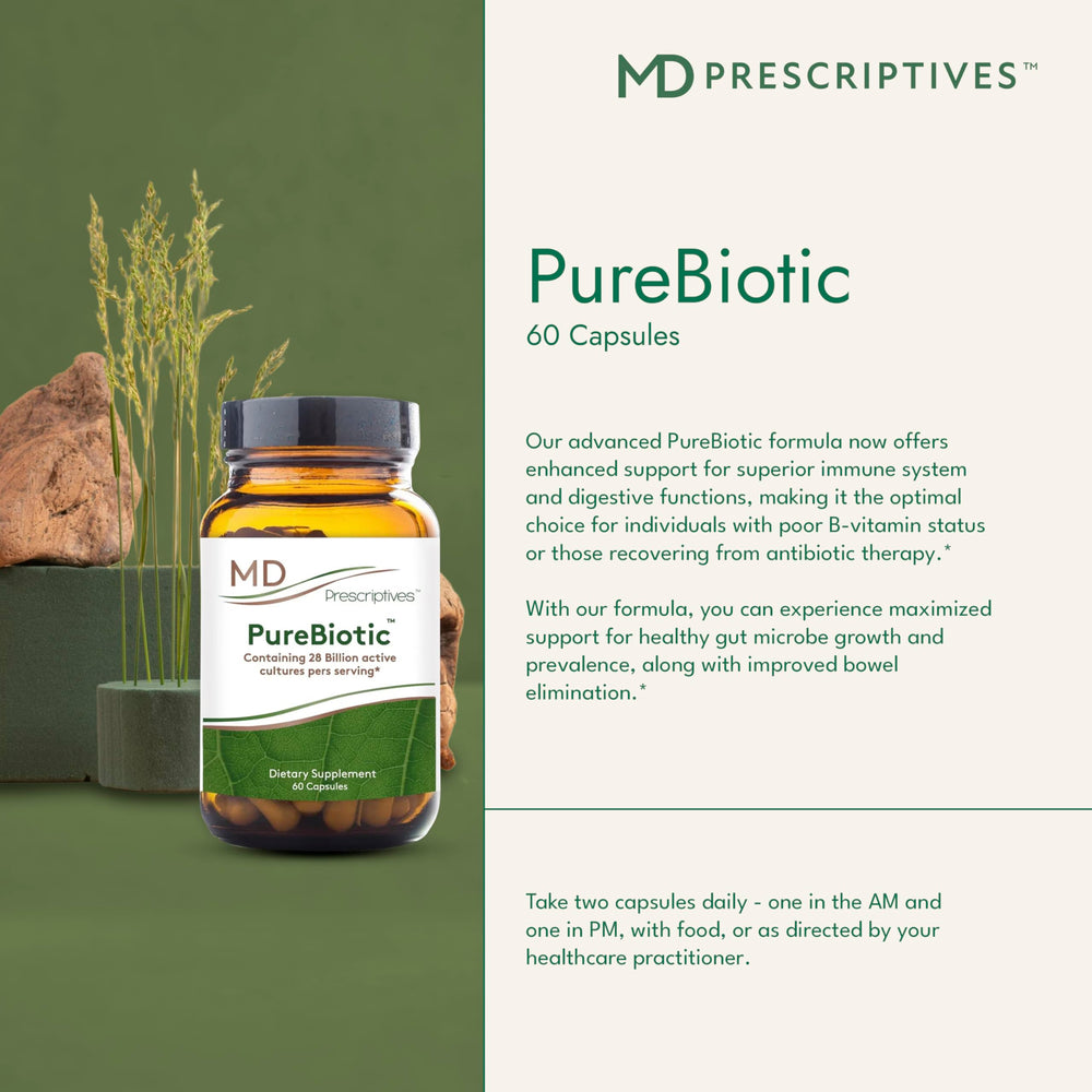 PureBiotic daily-dosing pack ready for AM and PM routine with meals