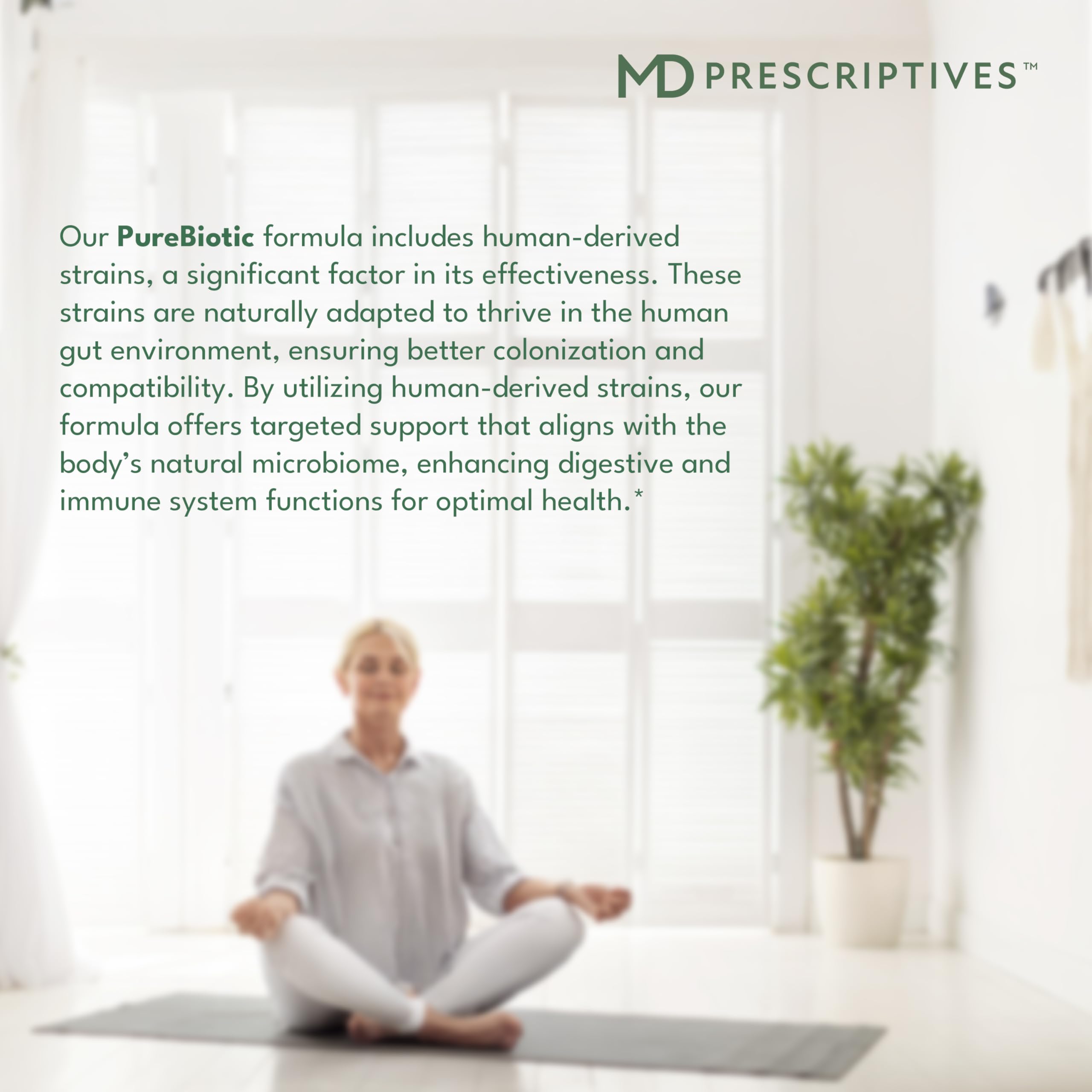 Bottle and spoon image illustrating easy AM/PM dosing with PureBiotic