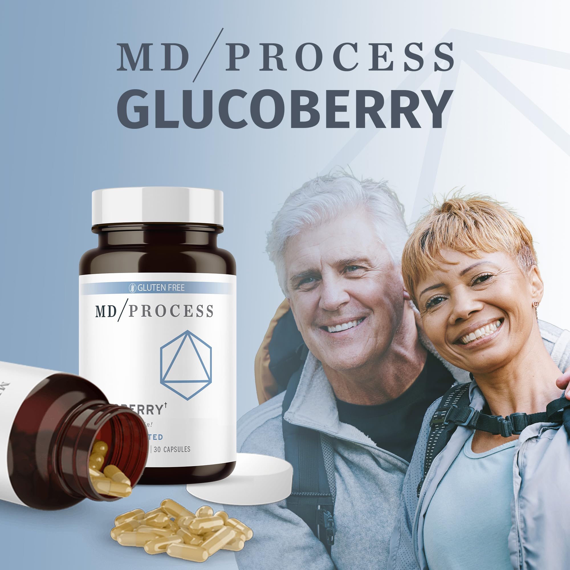 MD Process GlucoBerry daily-use packaging indicating one-capsule-a-day regimen