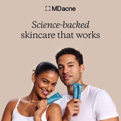 MDacne branding on box emphasizing calm skin and clear complexion