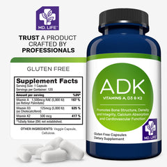 MD.LIFE ADK gluten-free non GMO label shows clean ingredients