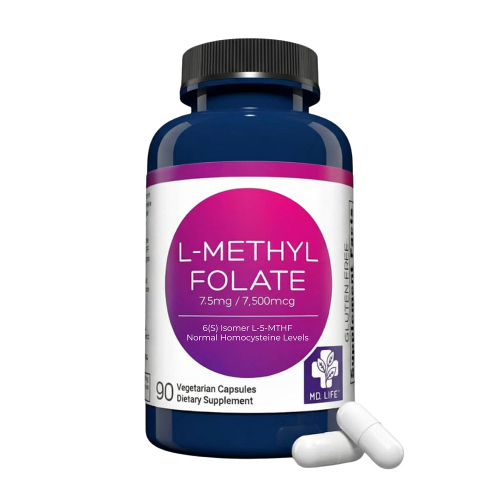 MD.LIFE L-Methylfolate 7.5 mg capsules offer high-potency daily support.