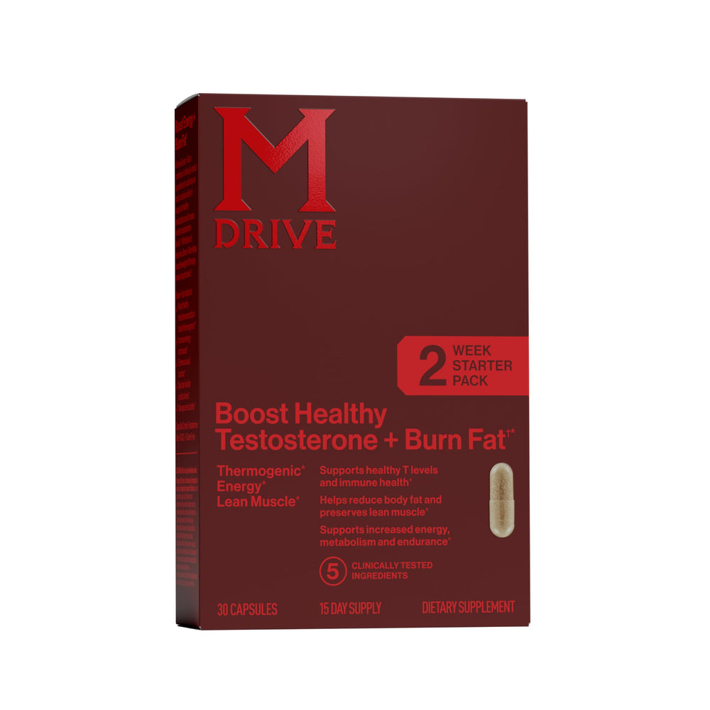 Mdrive Boost and Burn bottle front; energy and fat-burning support.