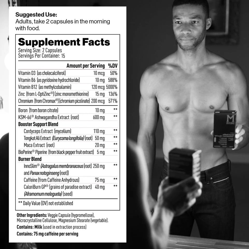 Mdrive Boost and Burn capsules close-up for daily energy during workouts.