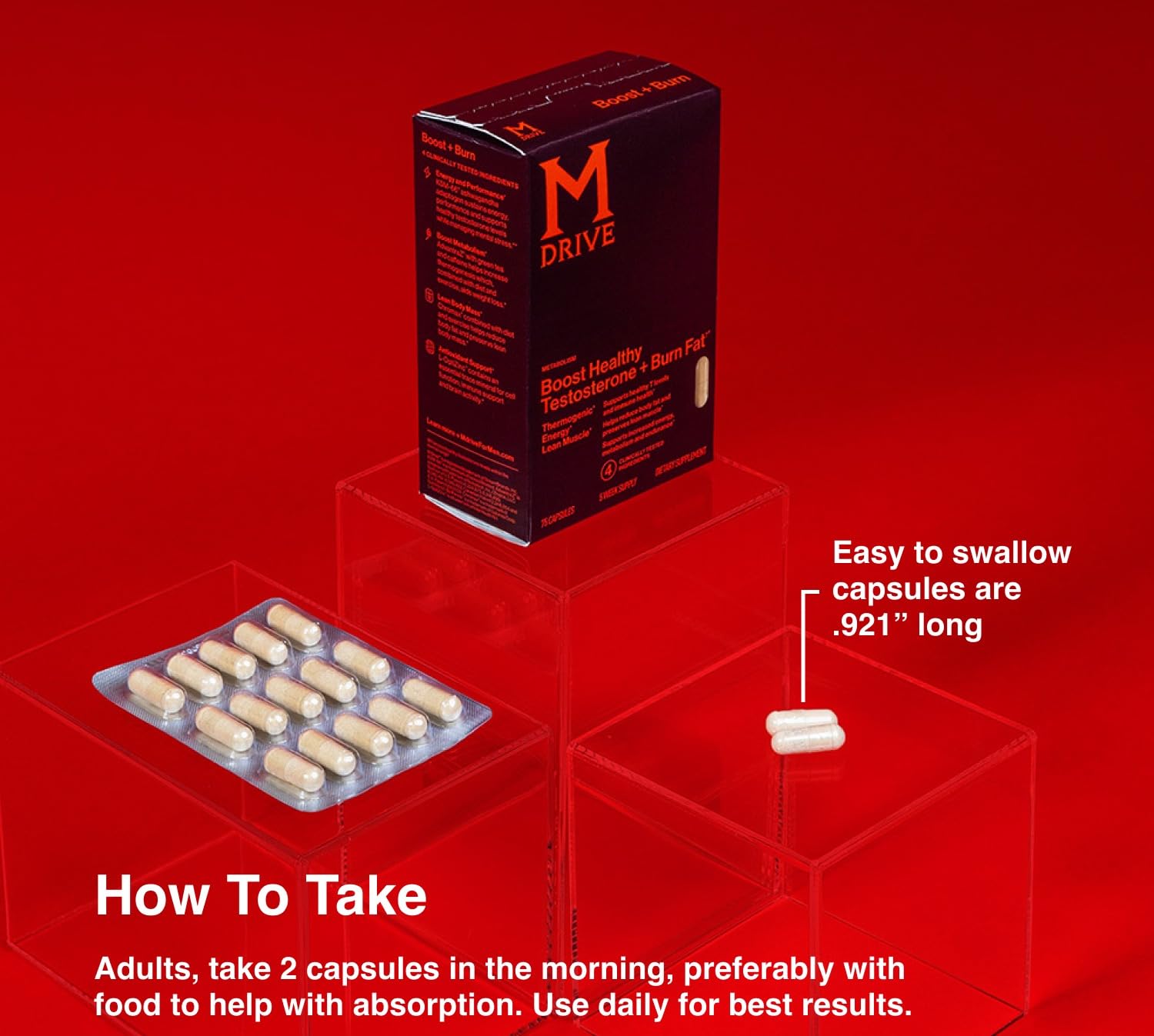 Mdrive ingredients icons highlight KSM-66 for stress support.