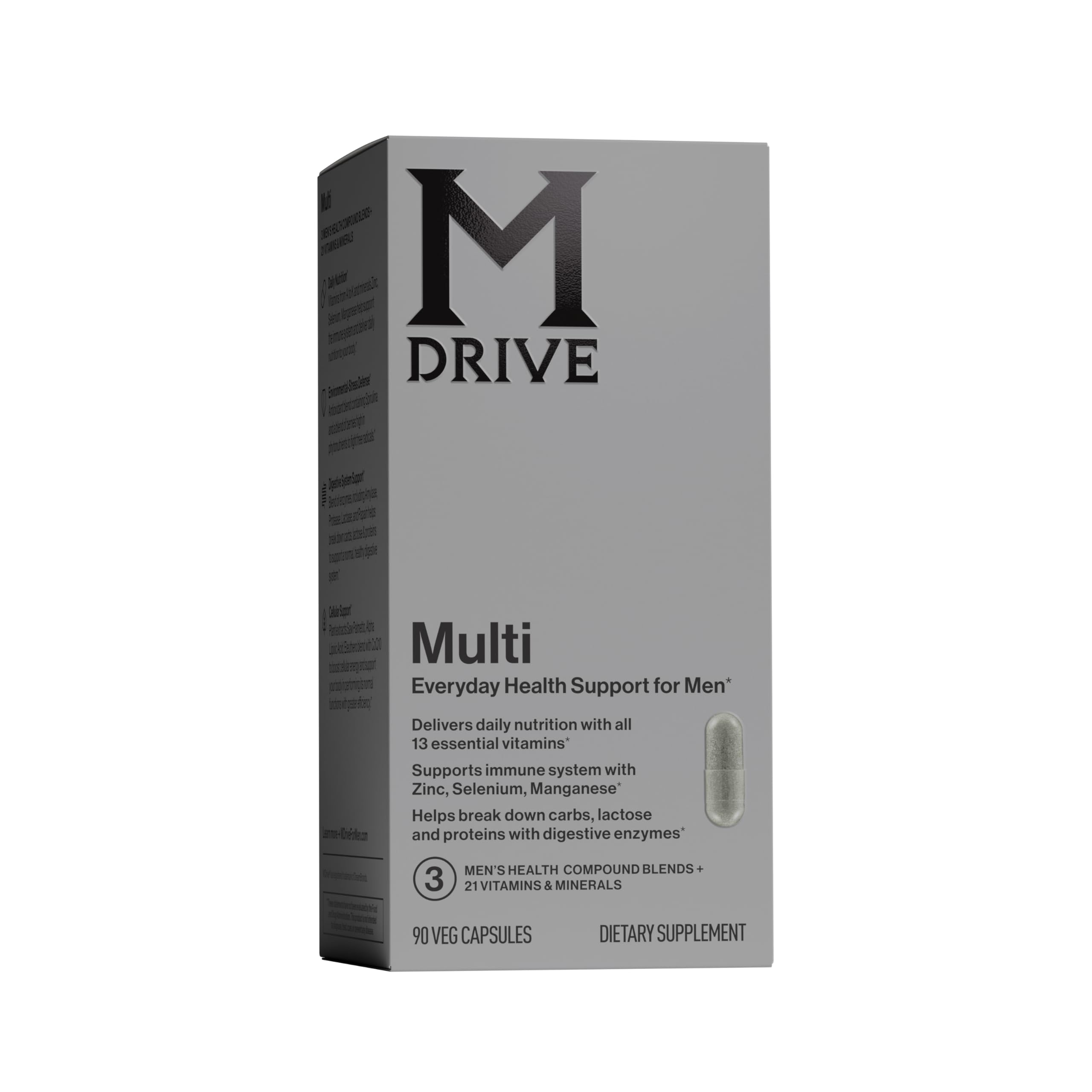Mdrive multivitamin for men bottle front highlighting daily nutrition
