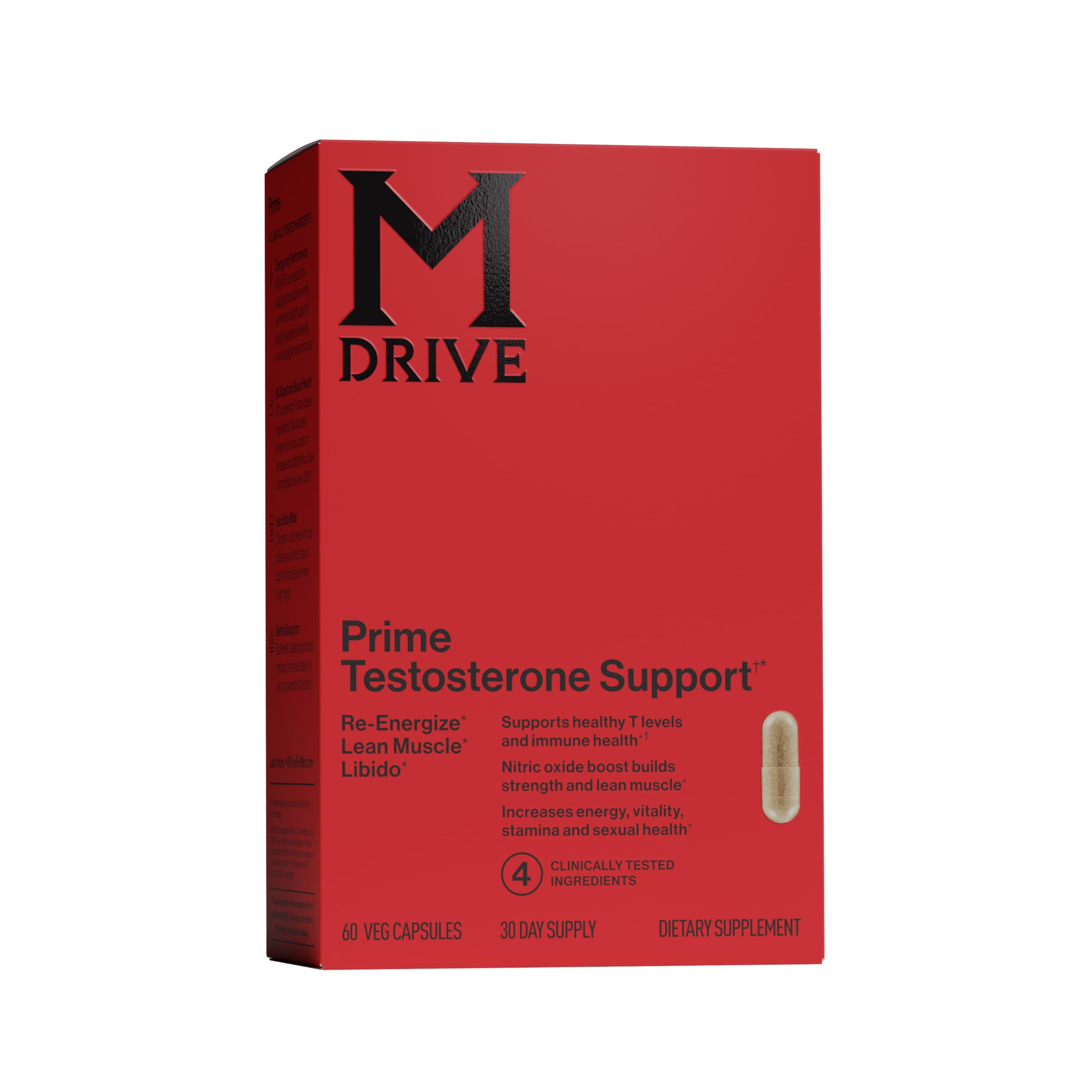 Mdrive Prime bottle front view highlighting stimulant-free energy and focus support.