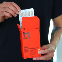 Mdrive Prime serving information showing 30 servings per bottle for ongoing use.
