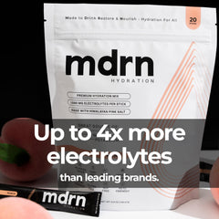 MDRN Hydration powder dissolves easily in water for quick hydration.