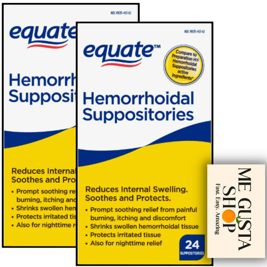 ME GUSTA SHOP Equate Hemorrhoidal Suppositories 24-count pack for discreet relief.
