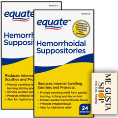 ME GUSTA SHOP Equate Hemorrhoidal Suppositories 24-count pack for discreet relief.