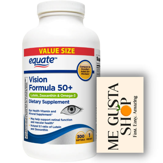 ME GUSTA SHOP Equate Vision Formula 50+ softgel bottle for daily use